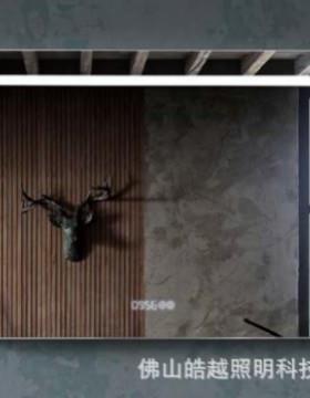 一字发光浴室镜触摸屏带led灯镜化妆壁挂防雾时间开关玻璃方镜