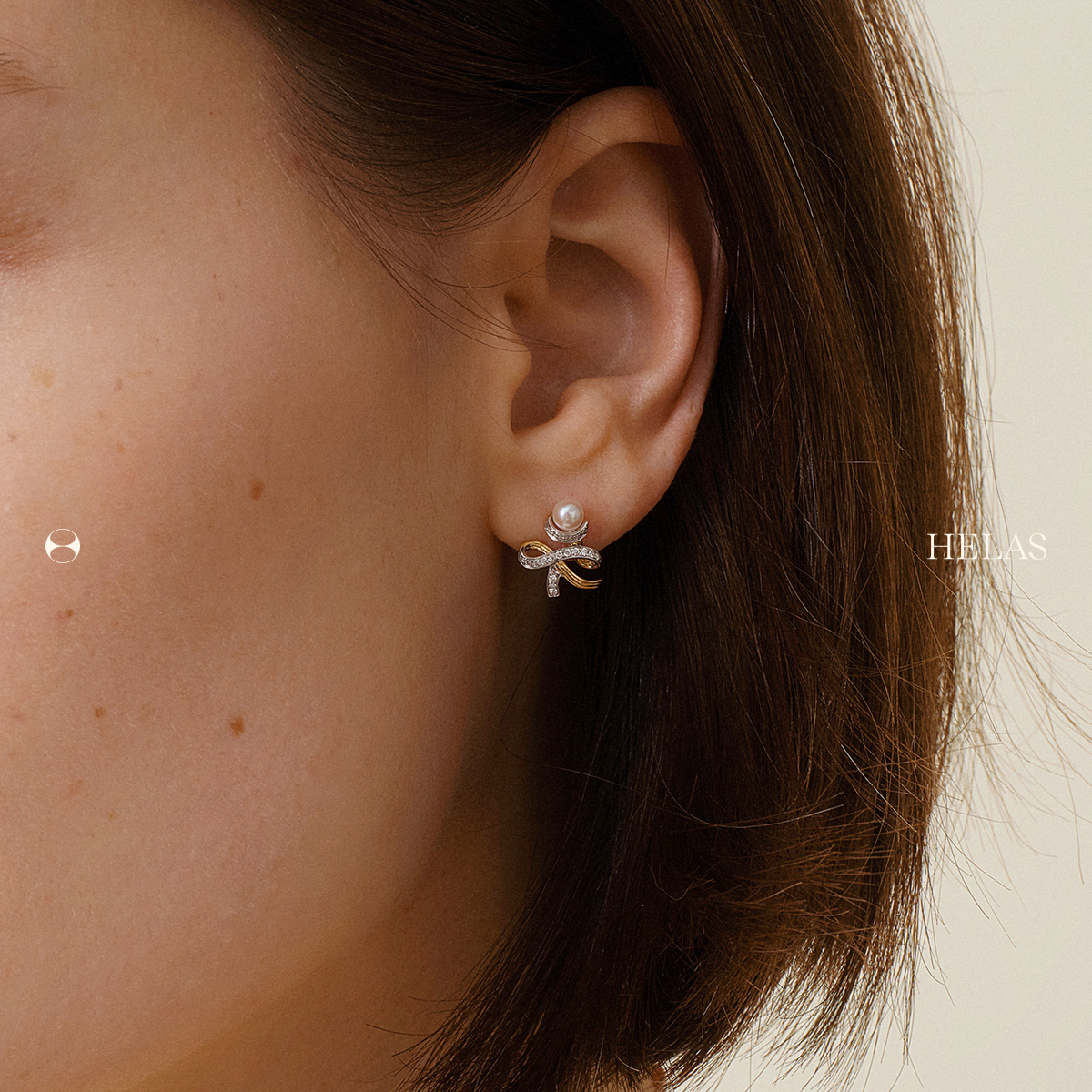 HELAS赫拉Akoya海水珍珠耳钉18K金钻石珍珠丝带圣诞树耳饰礼物,淘宝优惠券,粉丝福利购,淘宝优惠卷