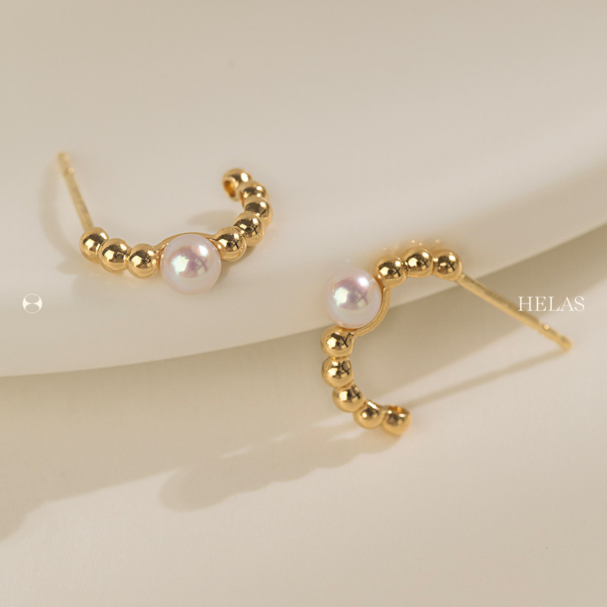 HELAS赫拉复古耳饰小金球珍珠耳环Akoya海水珍珠耳钉18K黄金耳环,淘宝优惠券,粉丝福利购,淘宝优惠卷