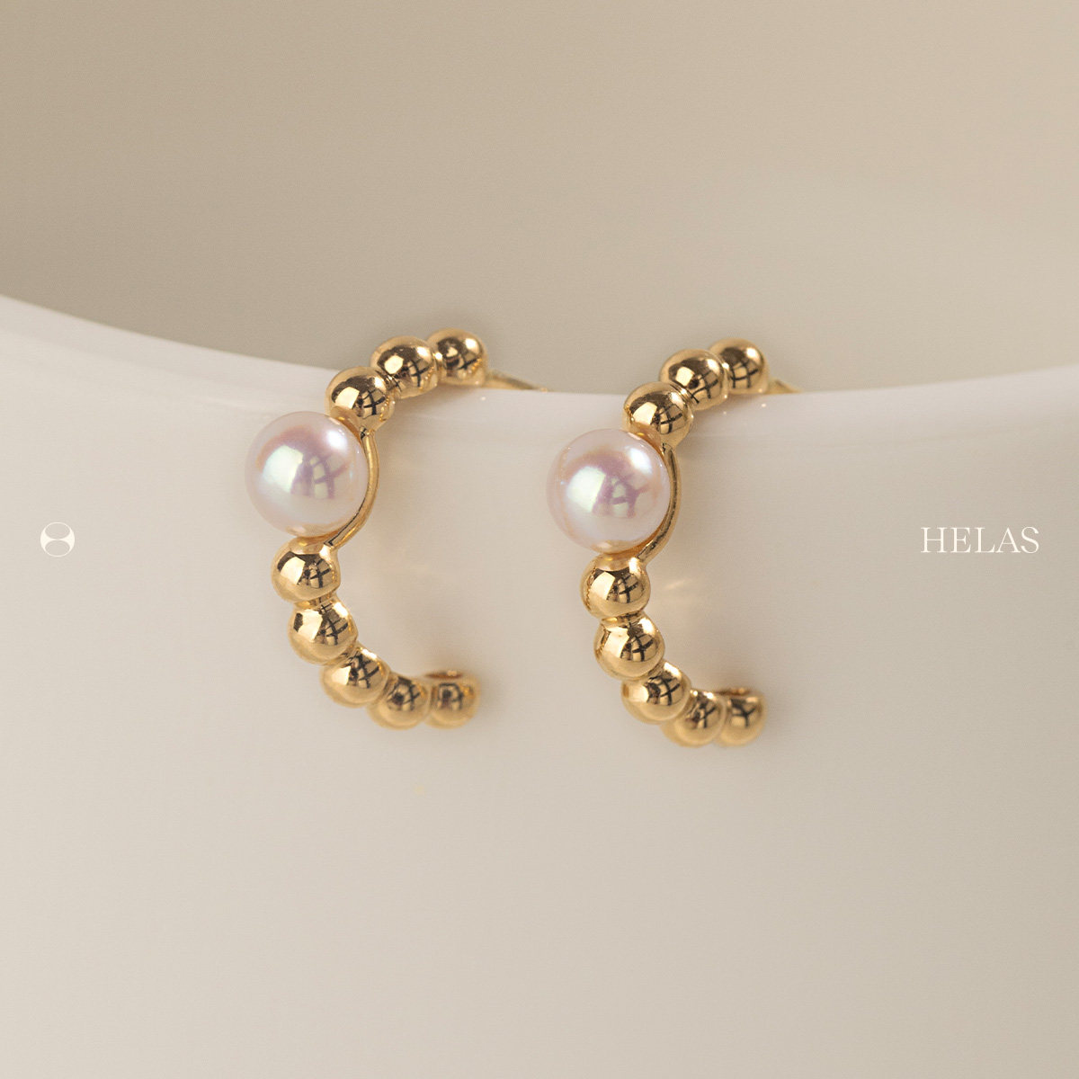 HELAS赫拉复古耳饰小金球珍珠耳环Akoya海水珍珠耳钉18K黄金耳环,淘宝优惠券,粉丝福利购,淘宝优惠卷