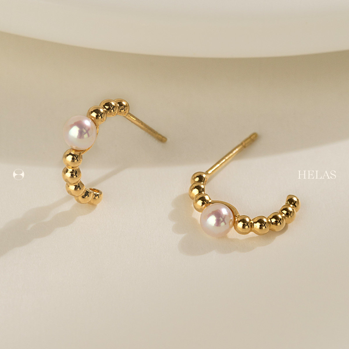 HELAS赫拉复古耳饰小金球珍珠耳环Akoya海水珍珠耳钉18K黄金耳环,淘宝优惠券,粉丝福利购,淘宝优惠卷