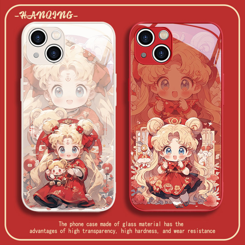 新年款苹果17/16promax手机壳15pro美少女战士iPhone13/14国风11可爱创意12mini红色XR女生适用8p液态玻璃xs,淘宝优惠券,粉丝福利购,淘宝优惠卷