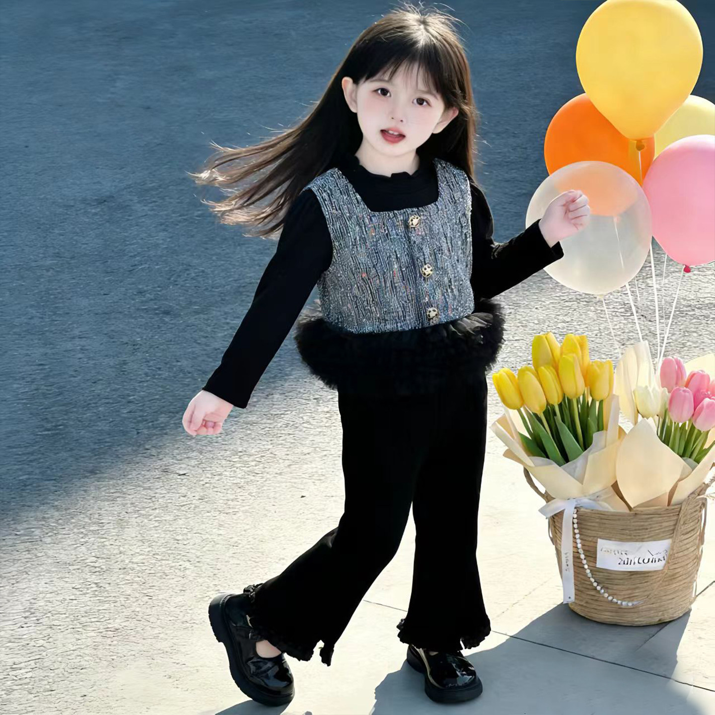 女童马甲套装春秋装2026新款洋气百搭喇叭裤马甲儿童时尚套装潮流,淘宝优惠券,粉丝福利购,淘宝优惠卷