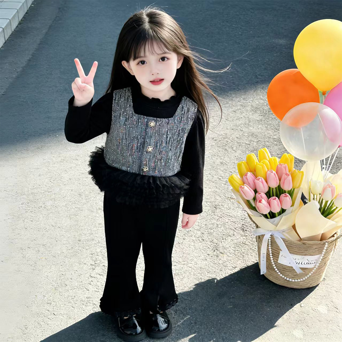 女童马甲套装春秋装2026新款洋气百搭喇叭裤马甲儿童时尚套装潮流,淘宝优惠券,粉丝福利购,淘宝优惠卷