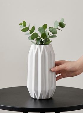 简约现代几何切面陶瓷花瓶摆件