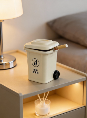 日系陶瓷迷你垃圾桶桌面摆件