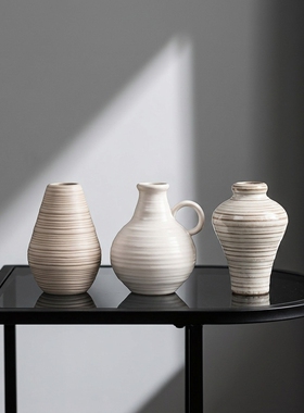 简约白色陶瓷花瓶三件套