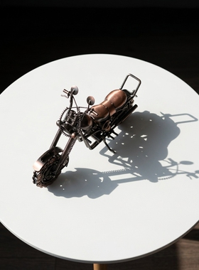 复古手工金属摩托车模型摆件