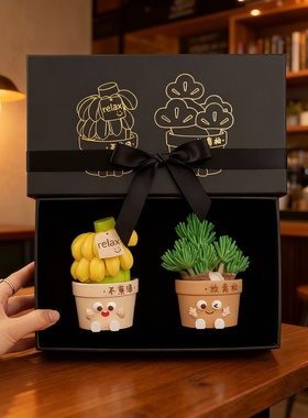 创意卡通多肉植物摆件礼盒装