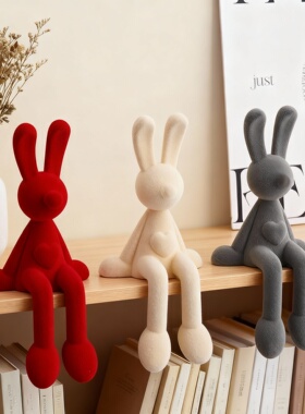 手工毛绒兔子玩偶可爱桌面摆件