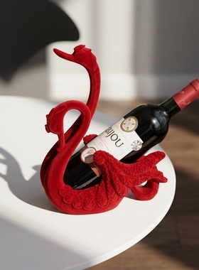 创意天鹅造型红酒架绒布摆件