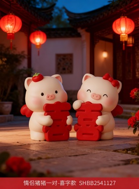 可爱小猪压床新婚摆件礼物