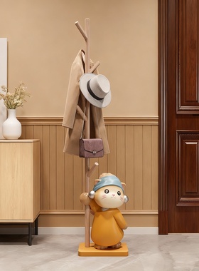 卡通小熊木质衣帽架装饰摆件