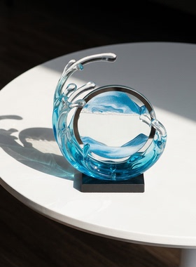 现代简约海浪造型透明树脂摆件