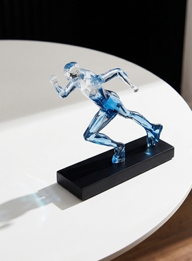 现代简约透明树脂跑步人物摆件