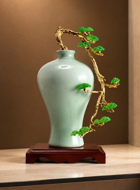 现代客厅玄关迎客常青花壁龛摆件