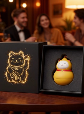 招财猫树脂摆件可爱礼盒装