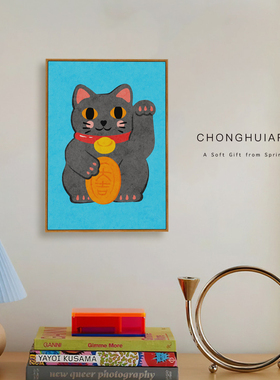 招财猫好寓意装饰画餐边柜艺术画