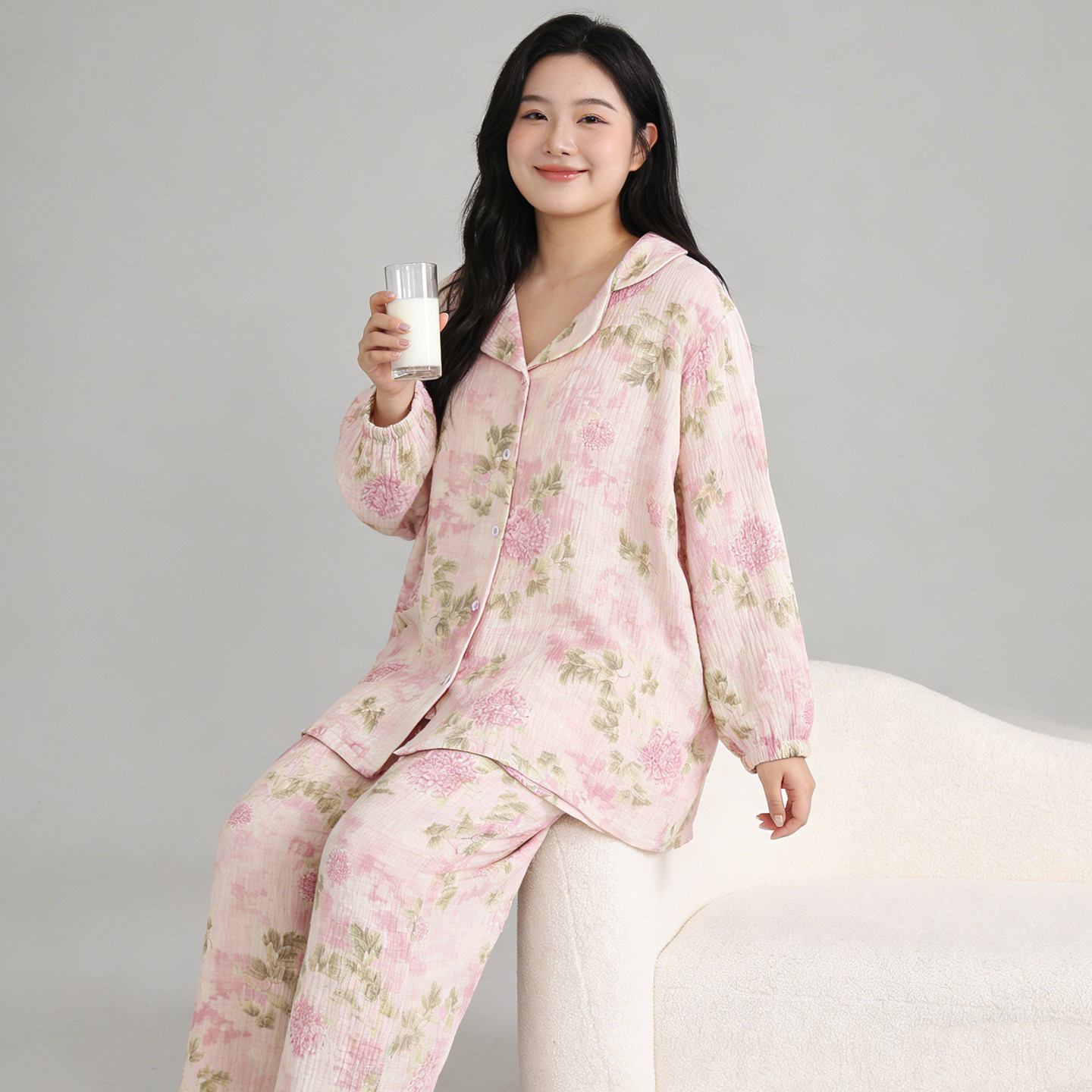 胖mm大码高级感睡衣2026新款春秋纯棉月子服翻领开衫200斤家居服,淘宝优惠券,粉丝福利购,淘宝优惠卷