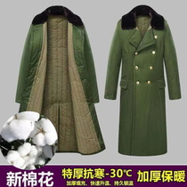 Military coat mens winter thickened cotton clothes old lengthened cotton coat cold storage Tohoku Green coat anti-chilling clothes for women