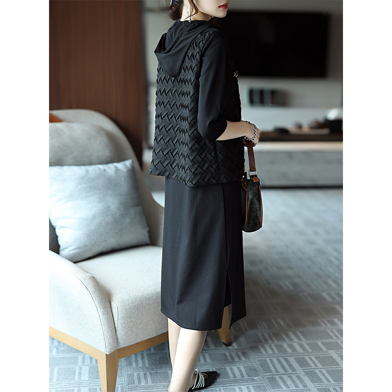 素木高级感连帽轻奢两件套连衣裙 素木连衣裙