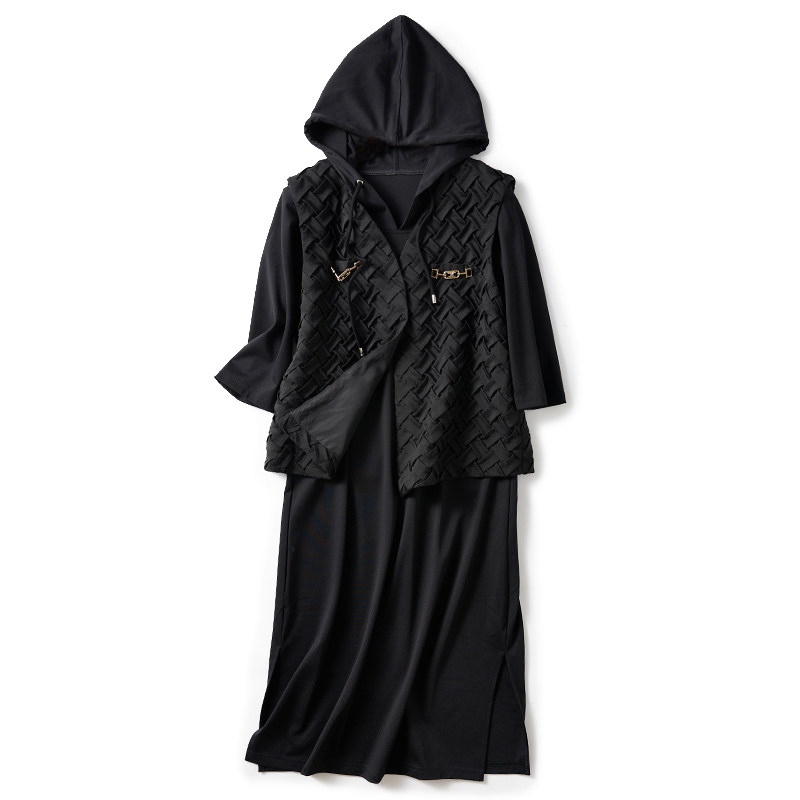 素木高级感连帽轻奢两件套连衣裙 素木连衣裙