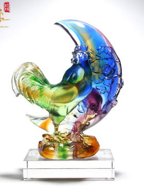 琉璃生肖鸡摆件招财玄关柜装饰品