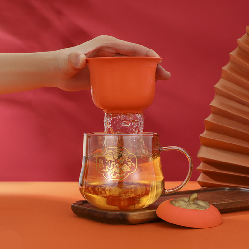 上新了故宫柿柿如意玻璃泡茶杯茶水分离办公杯爸爸男女友生日礼物,淘宝优惠券,粉丝福利购,淘宝优惠卷