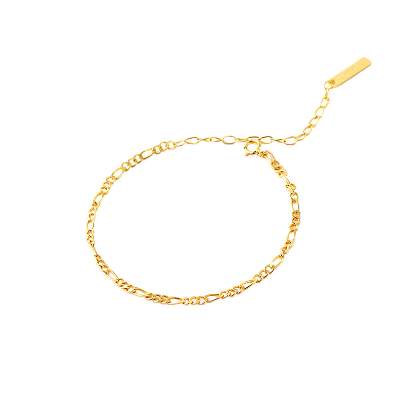 s925纯银女镀18k金简约小众潮手链 花雨阳光手链