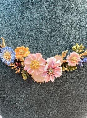 独立原创法式浪漫珐琅釉彩雏菊万花大款项链大气送女友新款时尚潮