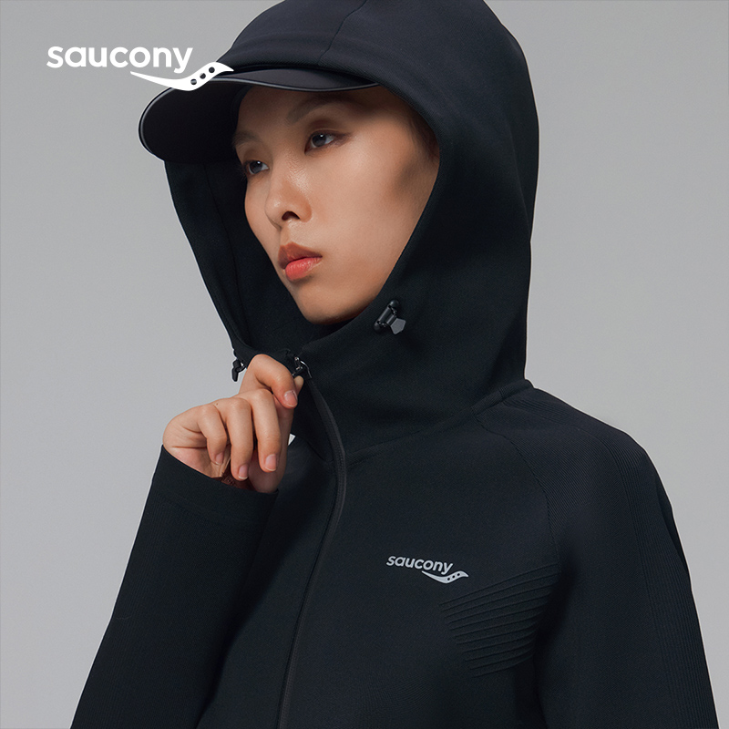 Saucony索康尼春季女子官方户外连帽休闲保暖防风舒适针织外套
