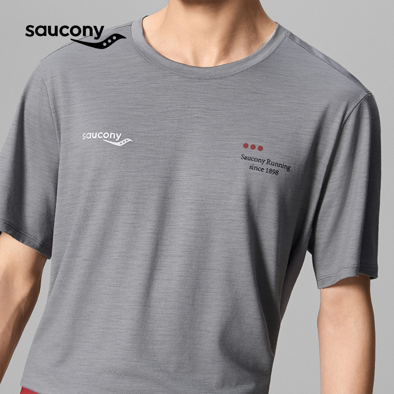 【彭于晏同款】Saucony索康尼美利奴羊毛男透气运动休闲圆领短袖