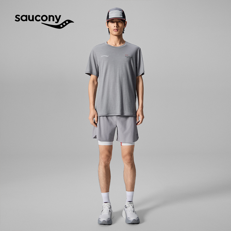 【彭于晏同款】Saucony索康尼美利奴羊毛男透气运动休闲圆领短袖