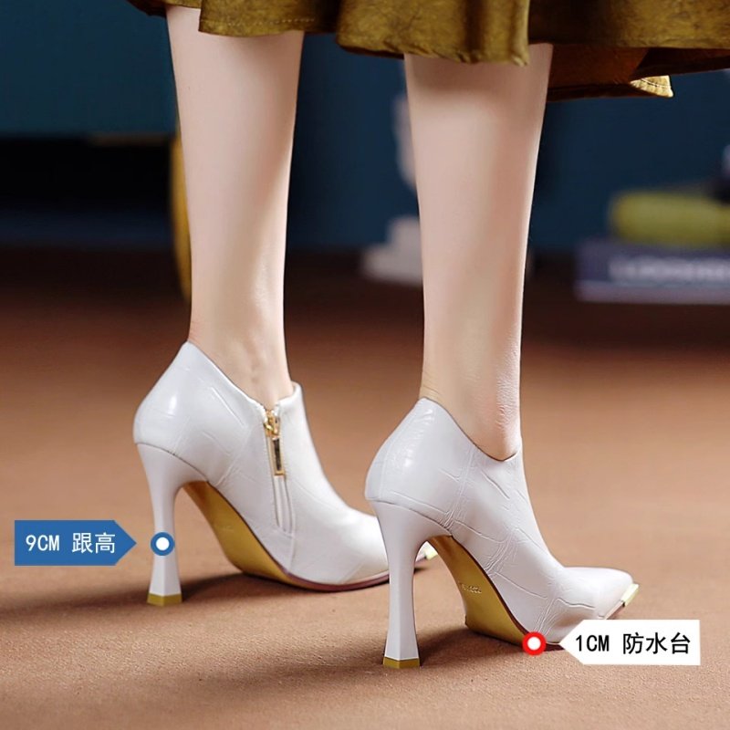 金属尖头超高跟鞋女2026年新款英伦风百搭职业及踝靴深口细跟单鞋,淘宝优惠券,粉丝福利购,淘宝优惠卷