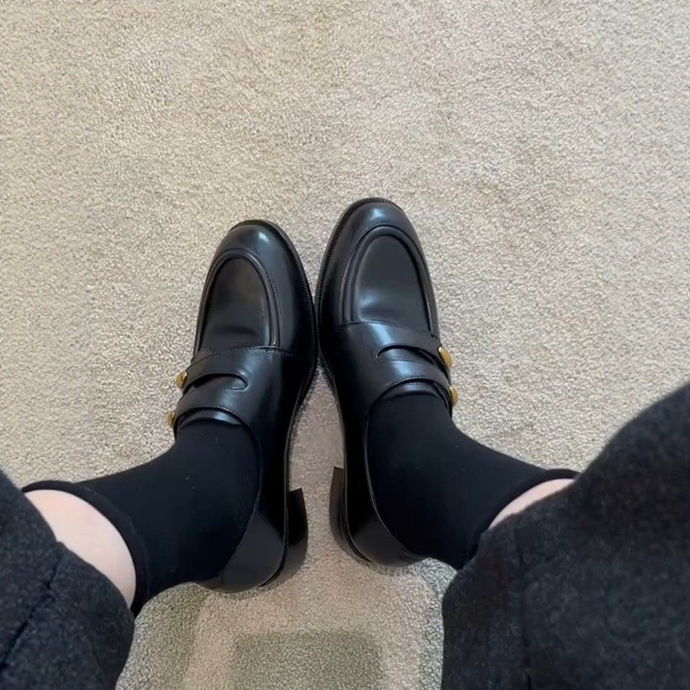 高级感软皮深口魔术贴乐福鞋女2026年春季新款金属扣粗跟圆头单鞋,淘宝优惠券,粉丝福利购,淘宝优惠卷