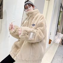 Fur-integrated coat female winter 2023 new lamb suede leather grass stand in the middle of the long section Loose Thickened Student Tide