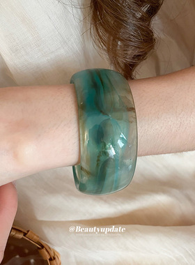 亚克力晕染条纹光面手镯复古时尚百搭手环小众高级感气质手饰