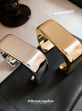 欧美跨境波浪开口手镯小众夸张冷淡风手环时尚轻奢高级感手饰