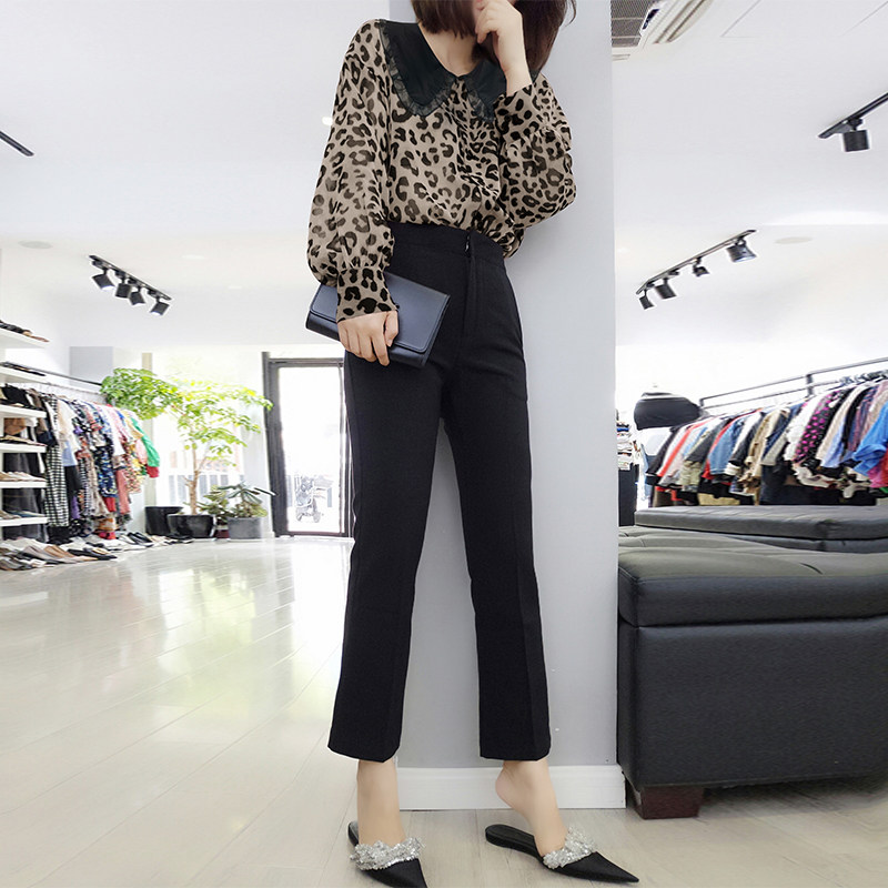 娃娃领蕾丝豹纹欧洲站2022春季衬衫 娇奴姬衬衫