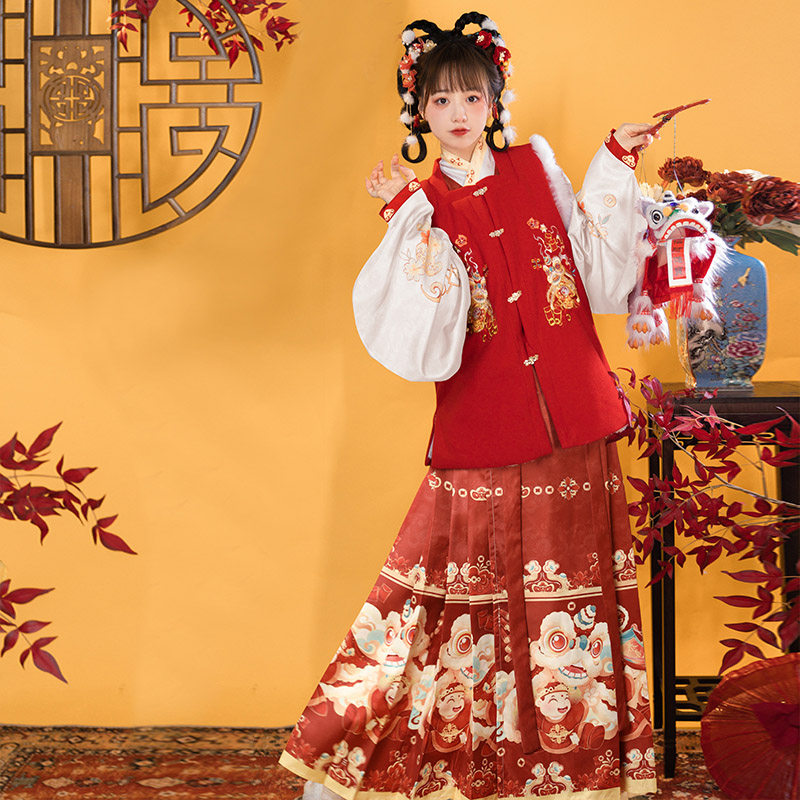 醒狮明制中国风2021新款冬季汉服 凝紫萱汉服