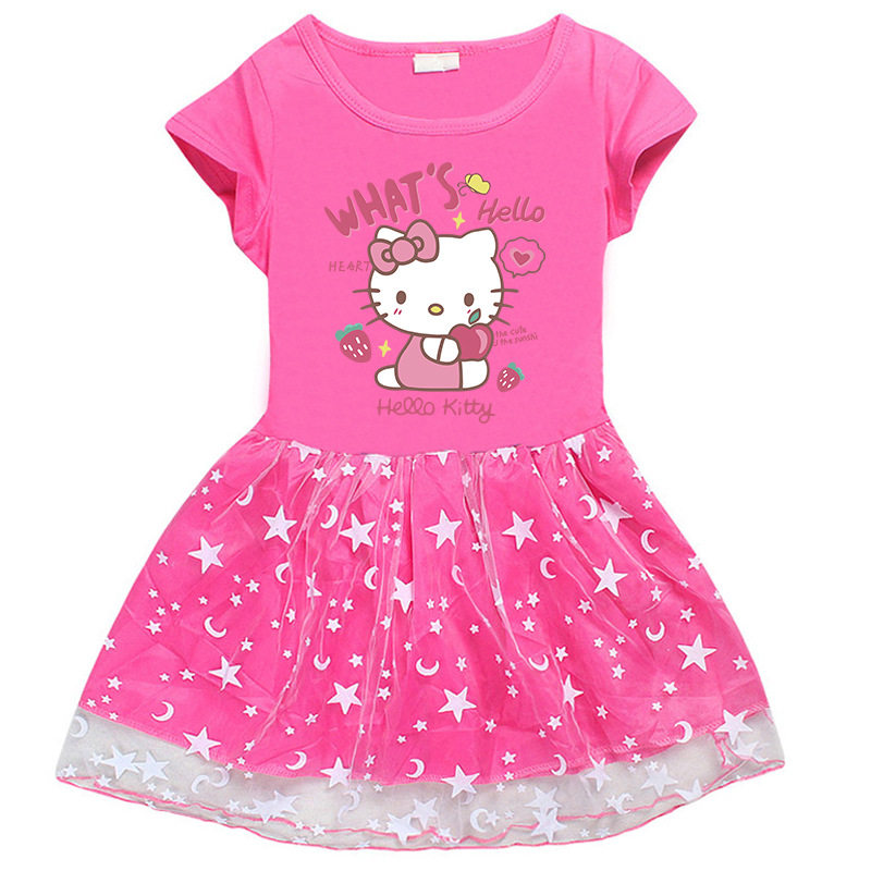 凯蒂猫衣服女童短袖连衣裙小女孩网纱裙子宝宝hellokitty童装夏季,淘宝优惠券,粉丝福利购,淘宝优惠卷