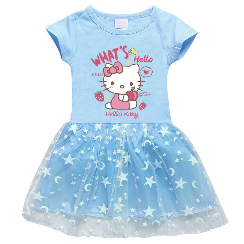 凯蒂猫衣服女童短袖连衣裙小女孩网纱裙子宝宝hellokitty童装夏季,淘宝优惠券,粉丝福利购,淘宝优惠卷