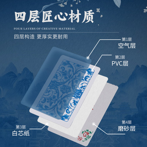 纸牌麻将牌扑克麻将牌手搓加厚耐用PVC塑料纸麻将108张防水高颜值 - 图2