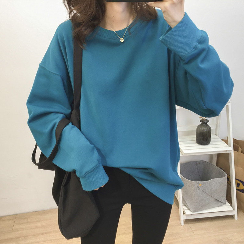 圆领纯棉女宽松韩版加绒红色风卫衣 卫茜卫衣/绒衫