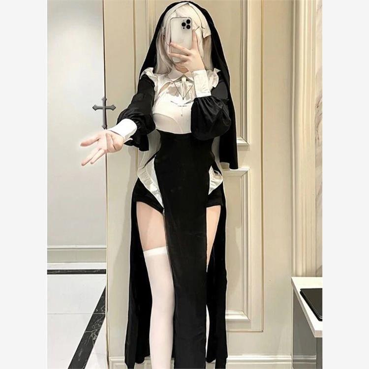 修女cos服紧身万圣节cos服性感变装修女服装 抖音修女同款cosplay