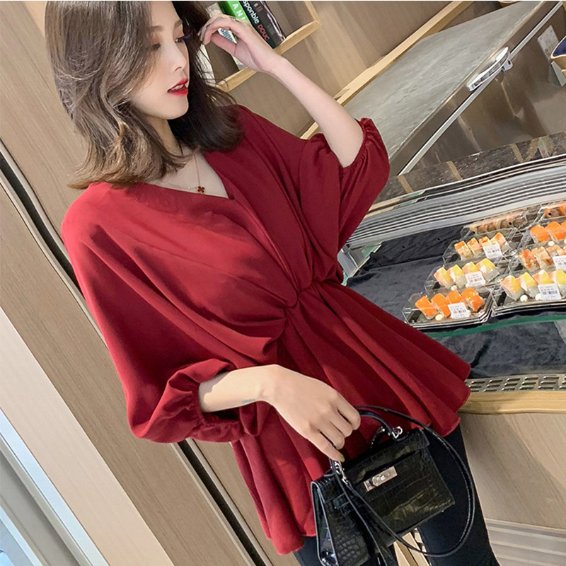 哺乳装外出夏季宽松雪纺潮款产后 宫适哺乳衣/月子服