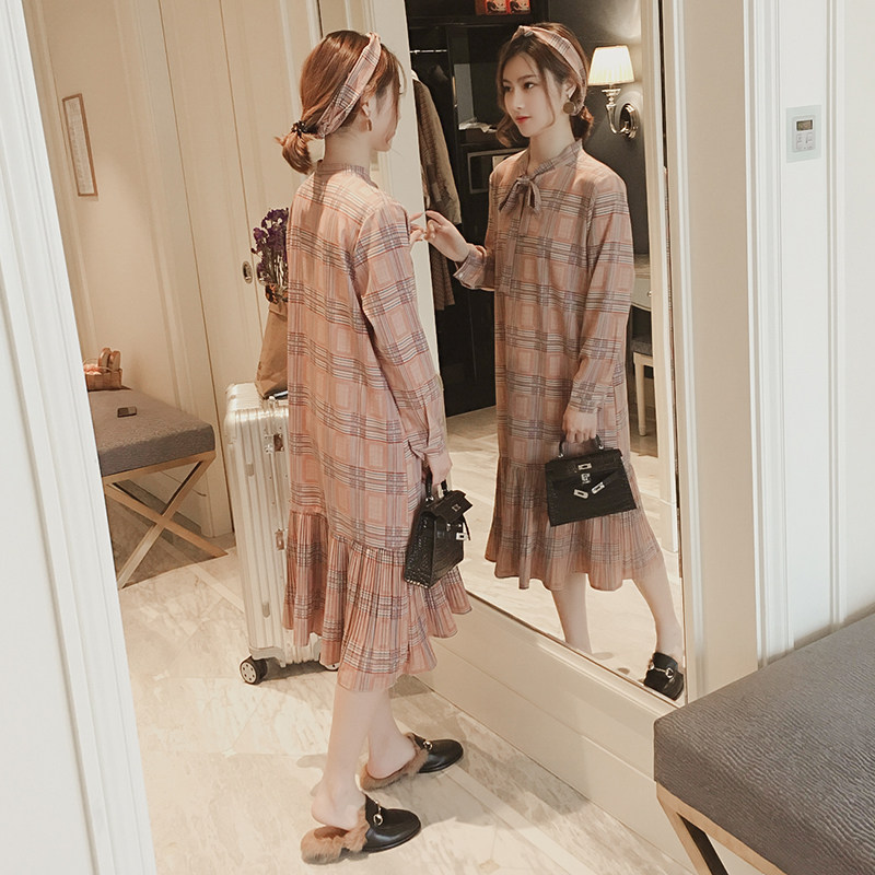 哺乳衣服秋季中长款雪纺哺乳喂奶衣 宫适哺乳衣/月子服