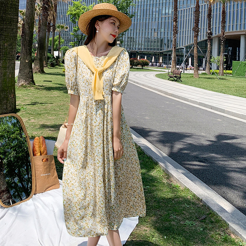 哺乳衣服夏季短袖气质显瘦碎花雪纺 宫适哺乳衣/月子服