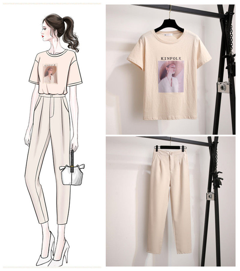 哺乳衣2020夏短袖套装款产后阔腿裤 宫适哺乳衣/月子服