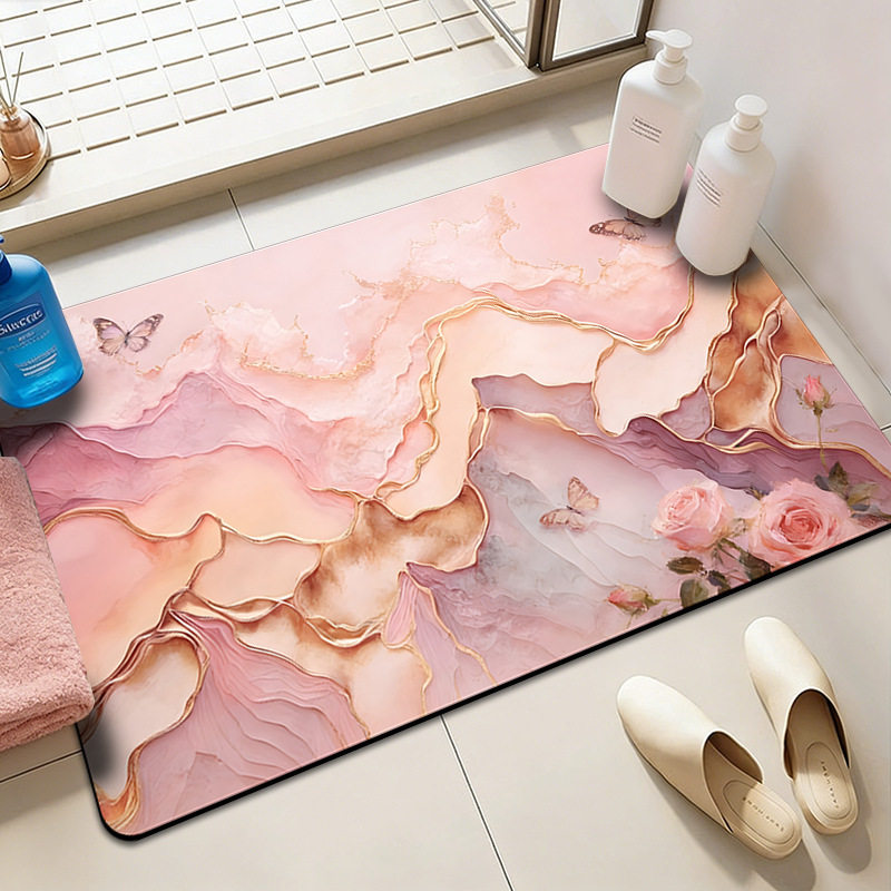 Modern light luxury marble diatom mud floor mat bathroom floor mat bathroom absorbent foot mat entrance door mat